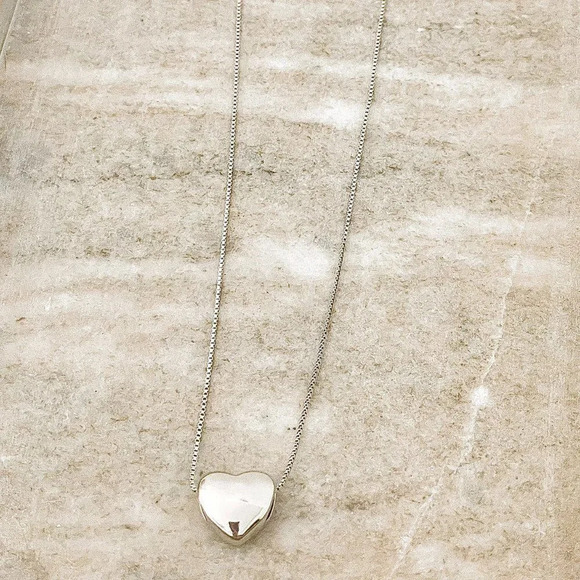 925 Sterling Silver Heart Necklace Large Heart Pendant Necklace - Picture 5 of 5